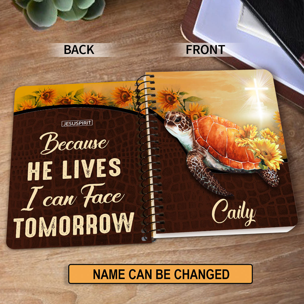 Meaningful Personalized Spiral Journal - Because He Lives, I Can Face Tomorrow M09