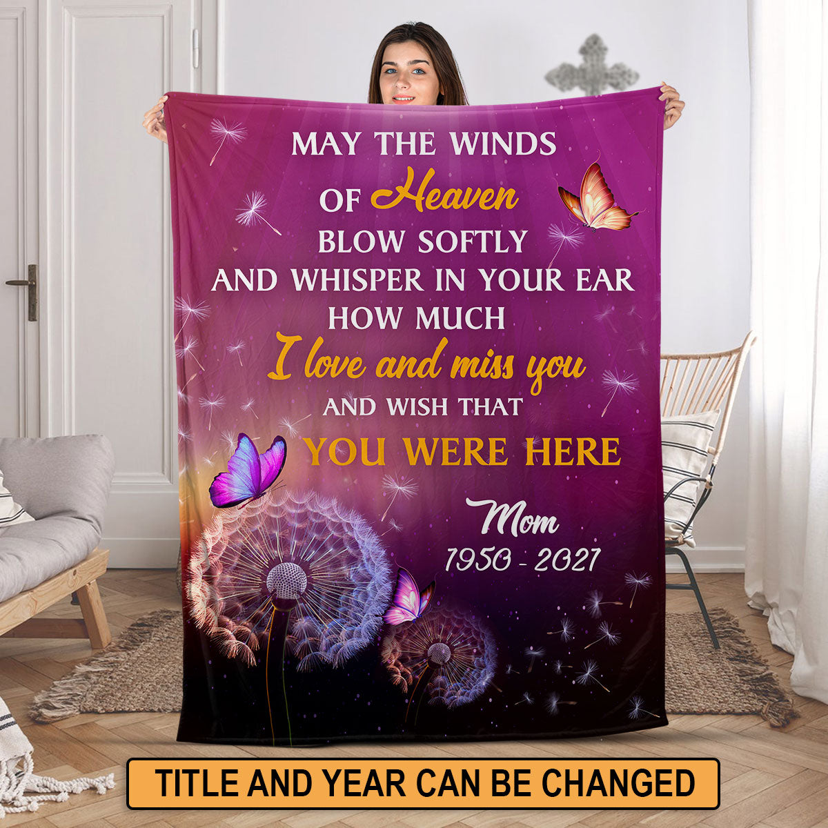 Personalized Memorial Fleece Blanket - Wish That You Were Here NUM397