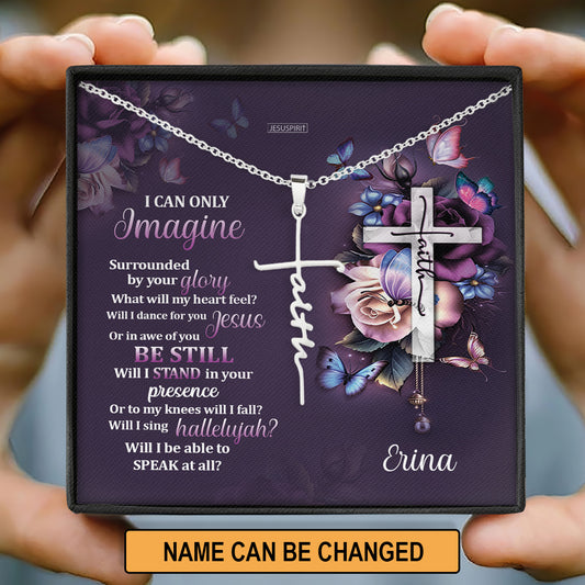 Adorable Personalized Faith Cross Necklace - I Can Only Imagine FC05