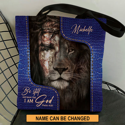 Lovely Personalized Lion Tote Bag - Be Still And Know That I Am God HM315