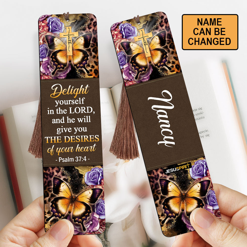 Delight Yourself In The Lord - Lovely Personalized Wooden Bookmarks MH23