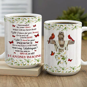 Beautiful Cardinal Birds And Cross White Ceramic Mug - Will I Dance For You Jesus NUHN182