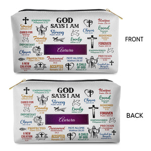 Jesuspirit | Personalized Zippered Leather Pouch | Meaningful Gift For Worship Members | What God Says About You LPH742C
