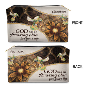 Jesuspirit | Personalized Zippered Leather Pouch | God Has An Amazing Plan For Your Life | Gift For Women Of God NUH276