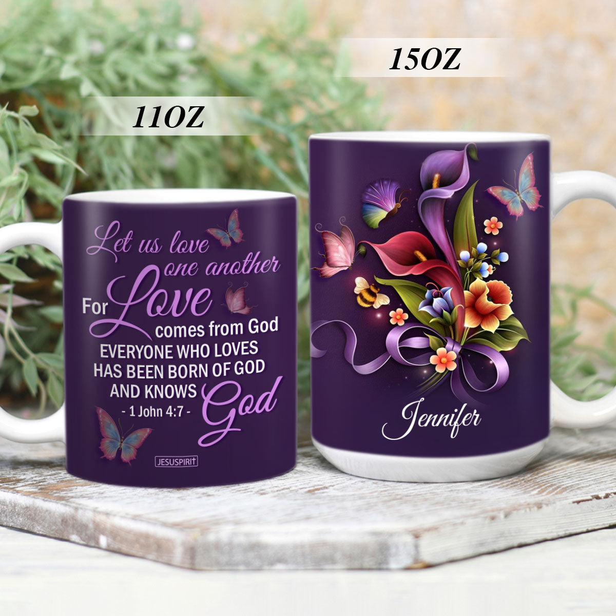 Let Us love One Another For Love Comes From God - Beautiful Personalized White Ceramic Mug NUH464