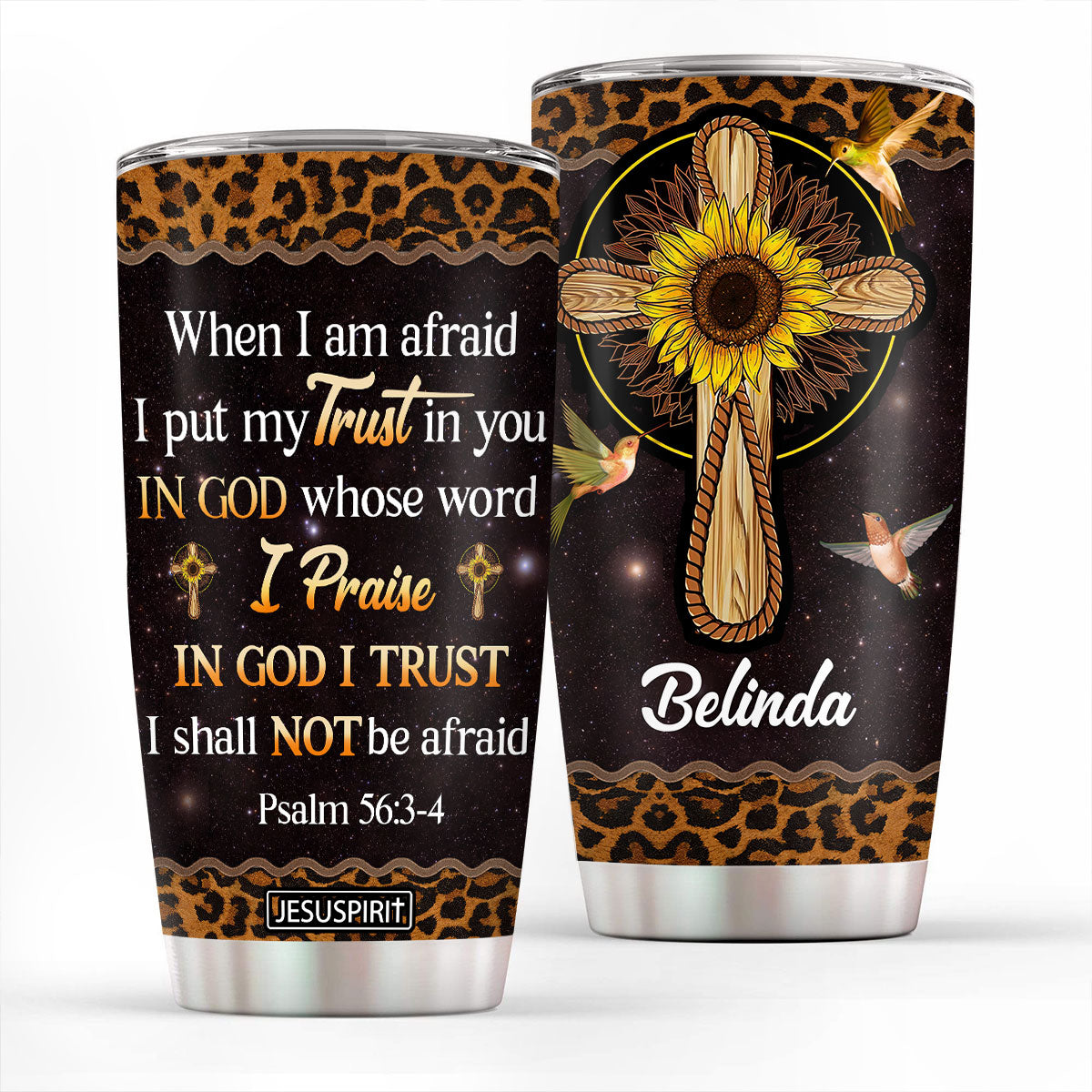 Lovely Personalized Floral Cross Stainless Steel Tumbler 20oz - I Can -  Jesuspirit