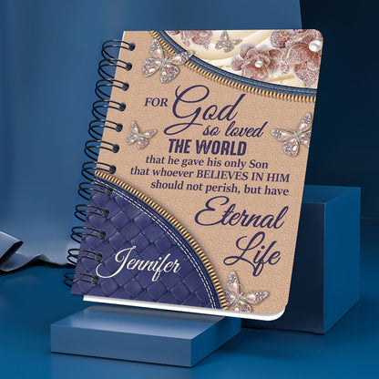 For God So Loved The World - Personalized Flower Spiral Journal NUH285