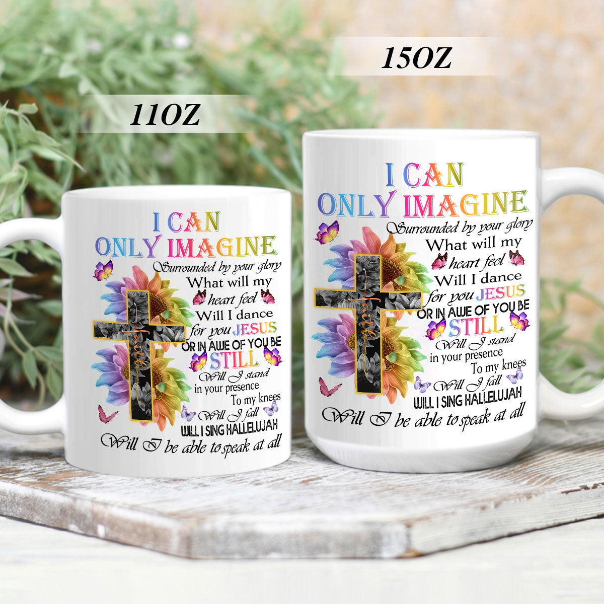 I Can Only Imagine - Beautiful Floral Cross Ceramic Mug N16