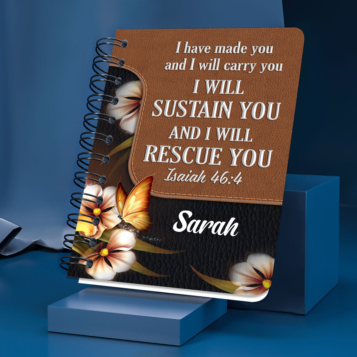 Beautiful Personalized Flower Spiral Journal - I Have Made You And I Will Carry You NUH294