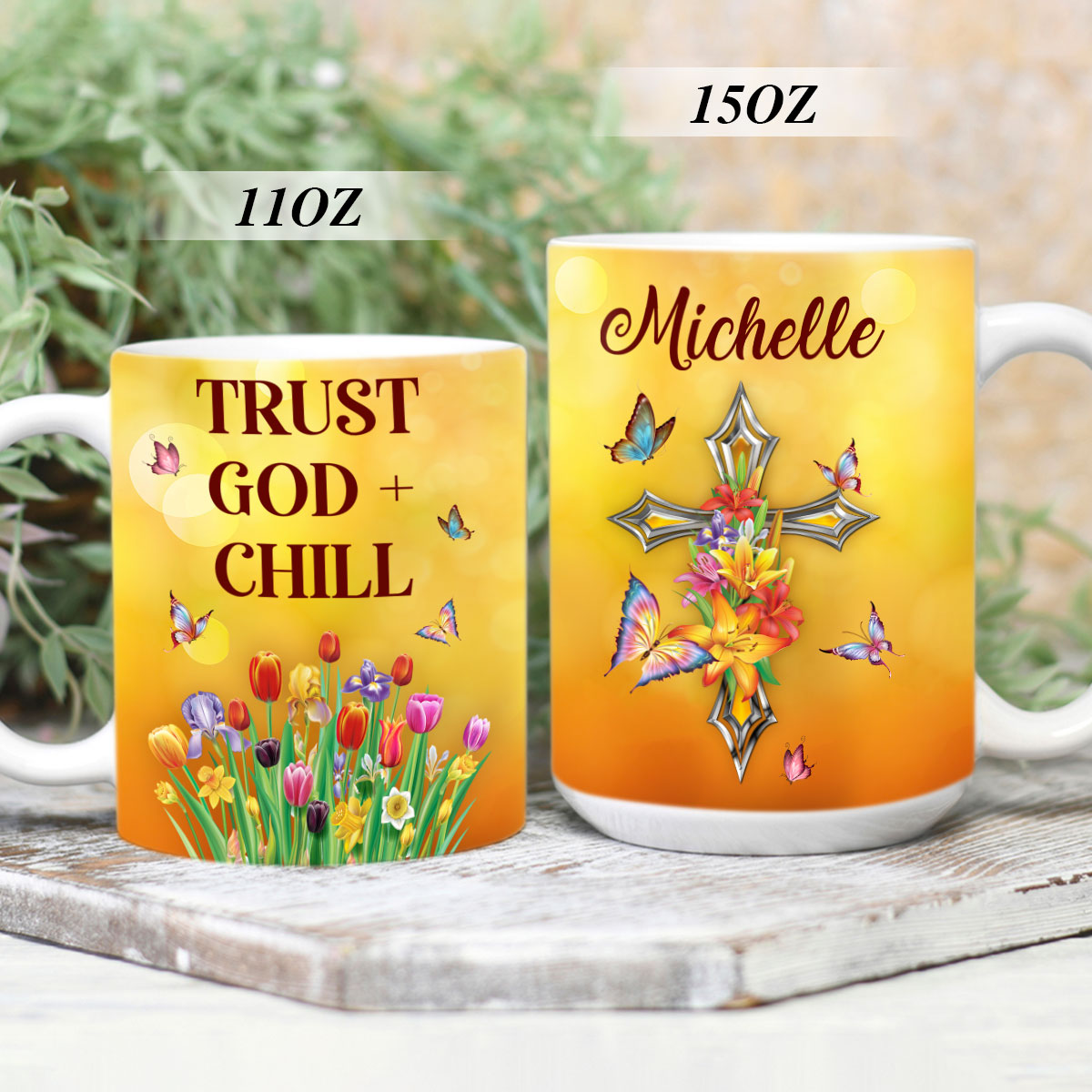 Trust God And Chill - Lovely Personalized Flower White Ceramic Mug NUA215