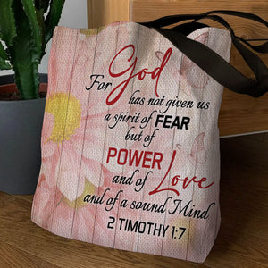 Pretty Flower Tote Bag - For God Has Given Us Power And Love HO07
