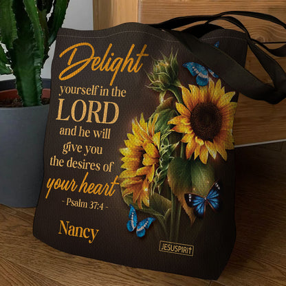 Delight Yourself In The Lord - Beautiful Personalized Tote Bag NUH437