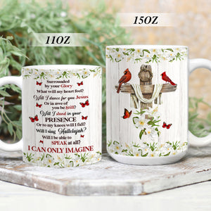 Beautiful Cardinal Birds And Cross White Ceramic Mug - Will I Dance For You Jesus NUHN182