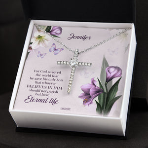 For God So Loved The World - Beautiful Personalized CZ Cross CZ04