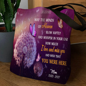 Personalized Memorial Tote Bag - Wish That You Were Here NUM397