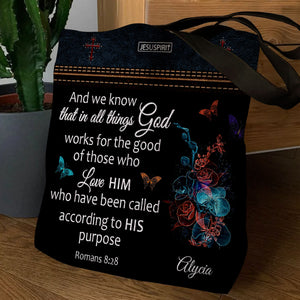 Unique Personalized Christian Tote Bag - We Know That In All Things God Works NUM431