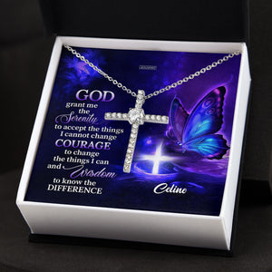 God Grant Me The Serenity - Beautiful Personalized CZ Cross CZ14