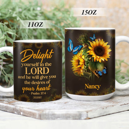 Meaningful Personalized White Ceramic Mug - Delight Yourself In The Lord NUH437