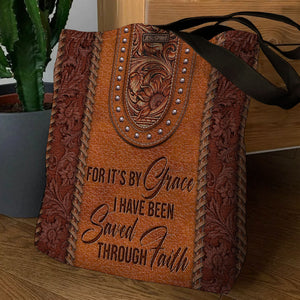 Unique Christian Tote Bag - By Grace I Have Been Saved Through Faith HIM270