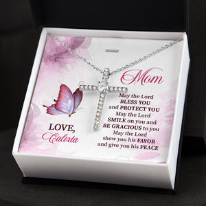 Meaningful Personalized CZ Cross For Mom - May The Lord Bless You And Protect You CZ06