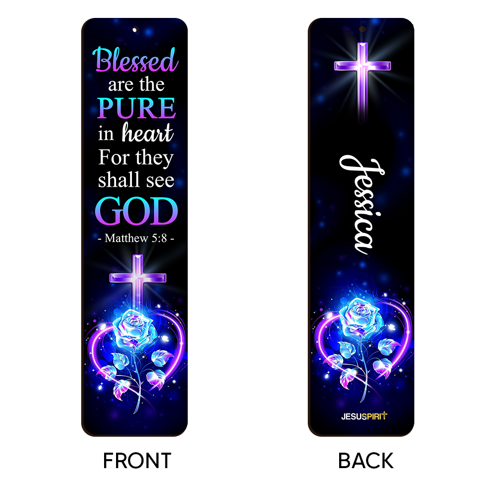 Adorable Personalized Wooden Bookmarks - Blessed Are The Pure In Heart MH03