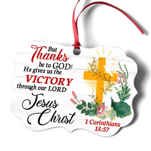 God Gives Us The Victory - Special Cross and Flower Aluminium Ornament AO09
