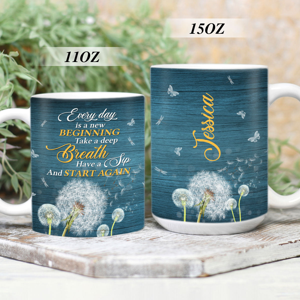 Lovely Personalized Dandelion White Ceramic Mug - Take A Deep Breath NUA157