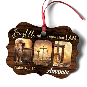 Jesuspirit Personalized Aluminium Ornament | Cross & Lion | Psalm 46:10 | Be Still And Know That I Am God AOM2