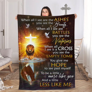 Unique Lion And Jesus Fleece Blanket - You Give Me Hope To See Past Myself HM253