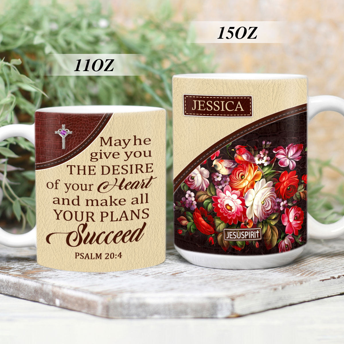 May He Make All Your Plans Succeed - Personalized Flower White Ceramic Mug NUM308