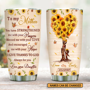 Blessed Me With Your Love - Lovely Personalized Sunflower Stainless Steel Tumbler 20oz HIM300