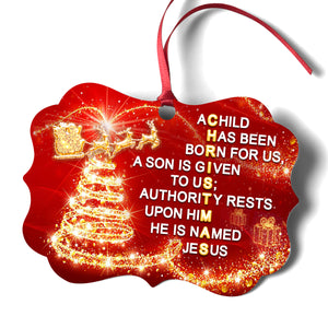 Sparkling Christmas Aluminium Ornament - He Is Named Jesus HM212