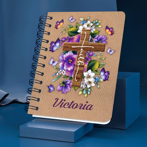 I Still Believe In Amazing Grace - Lovely Personalized Floral Cross Spiral Journal NUH269
