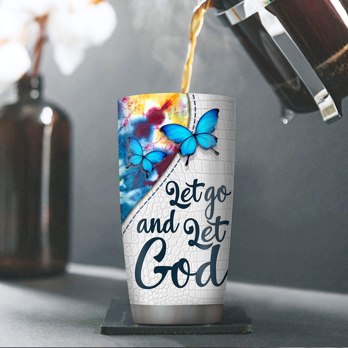 Awesome Personalized Stainless Steel Tumbler 20oz - Let Go And Let God H11