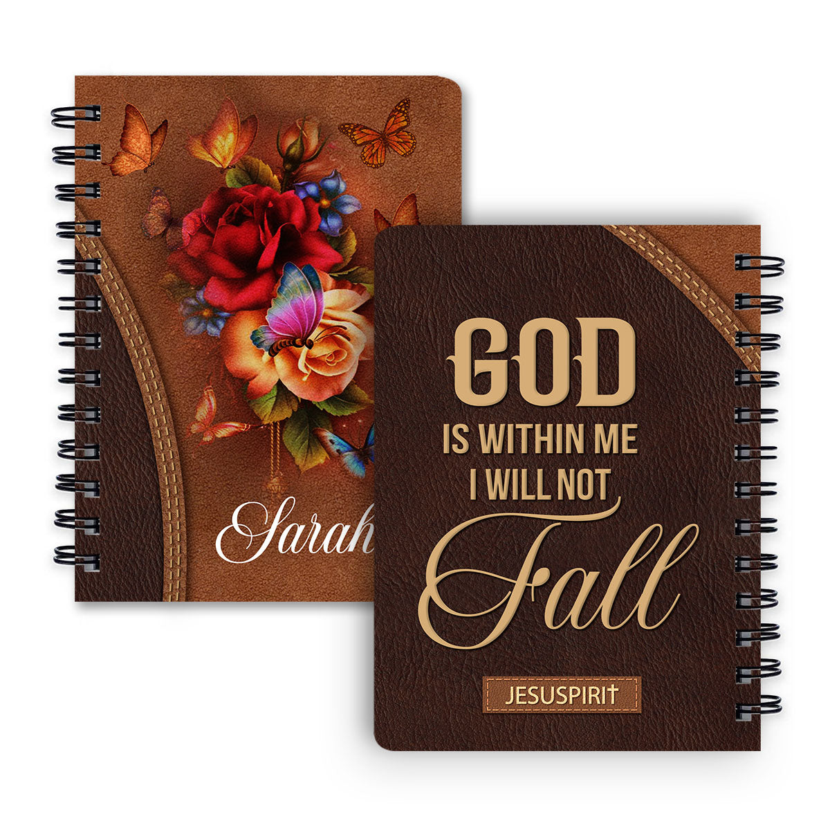 Lovely Personalized Rose Spiral Journal - God Is Within Me, I Will Not Fall NUH263