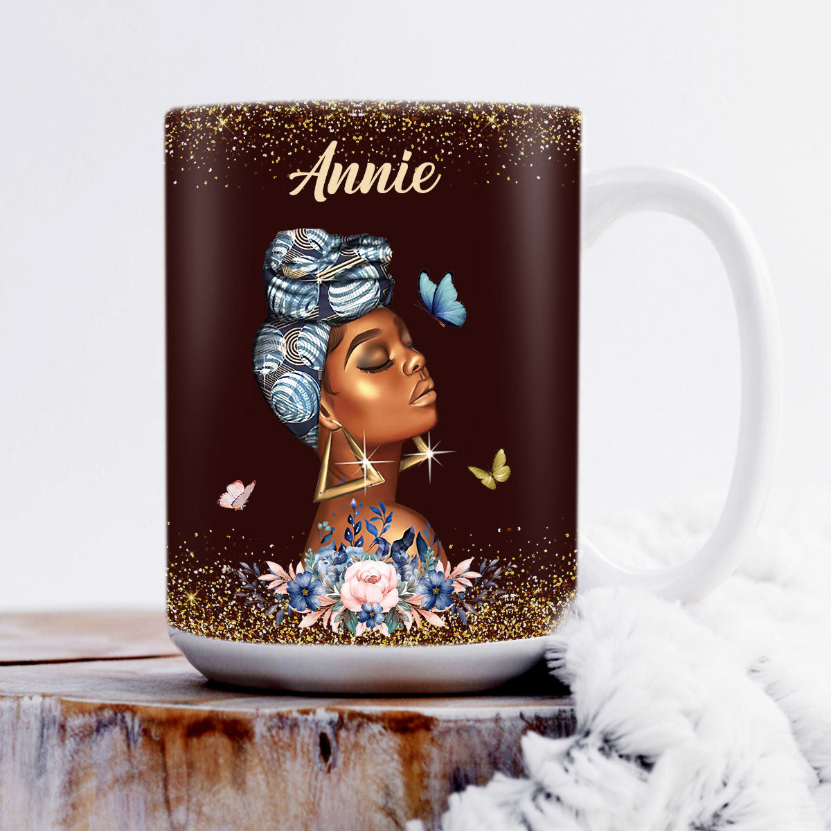 Special Personalized White Ceramic Mug - She Who Kneels Before God Can Stand Before Anyone NUM484