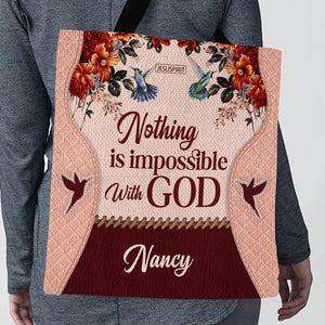 Pretty Personalized Tote Bag - Nothing Is Impossible With God M04