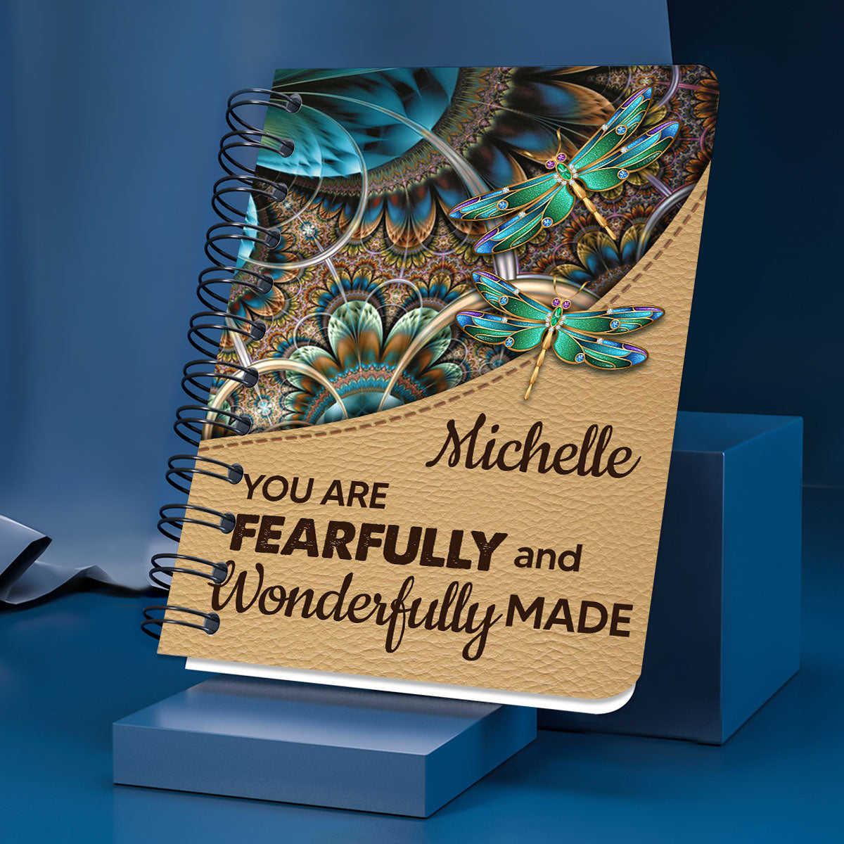 Personalized Dragonfly Spiral Journal - You Are Fearfully And Wonderfully Made NUH271