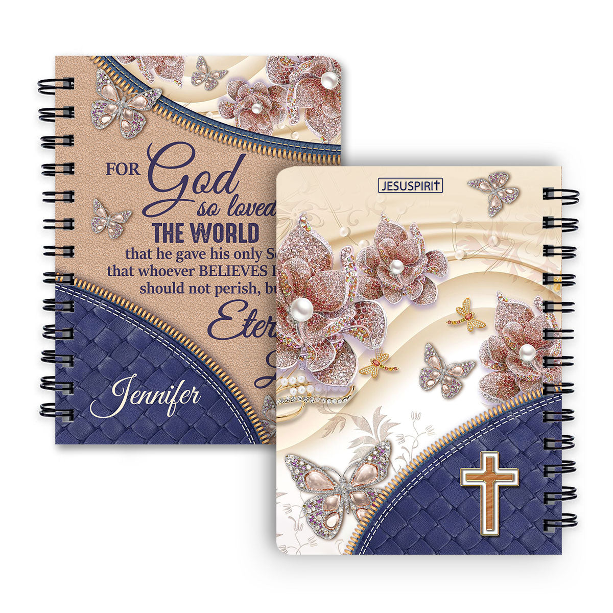 For God So Loved The World - Personalized Flower Spiral Journal NUH285