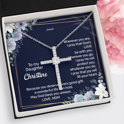 May God Bless You Always - Special Personalized CZ Cross NUH410