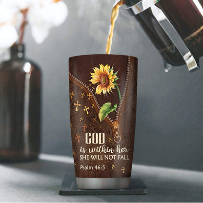 She Will Not Fall - Unique Personalized Christian Stainless Steel Tumbler 20oz NM141A