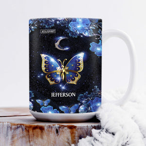 Beautiful Personalized White Ceramic Mug - Be Strong And Courageous NM143B
