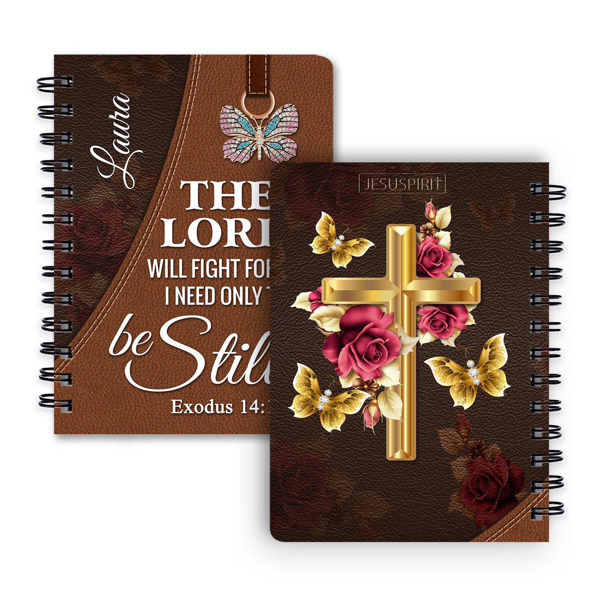 Special Personalized Flower Spiral Journal - The Lord Will Fight For Me NUH298