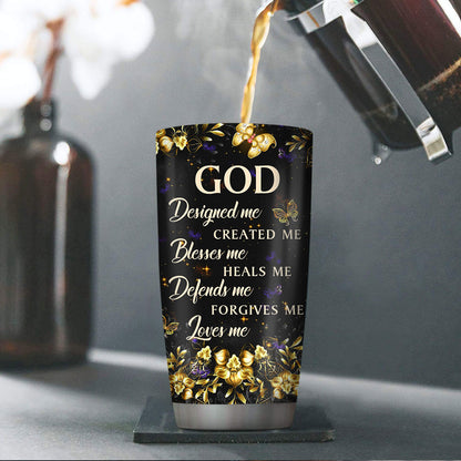 Beautiful Personalized Cross Stainless Steel Tumbler 20oz - God Designed Me AM268