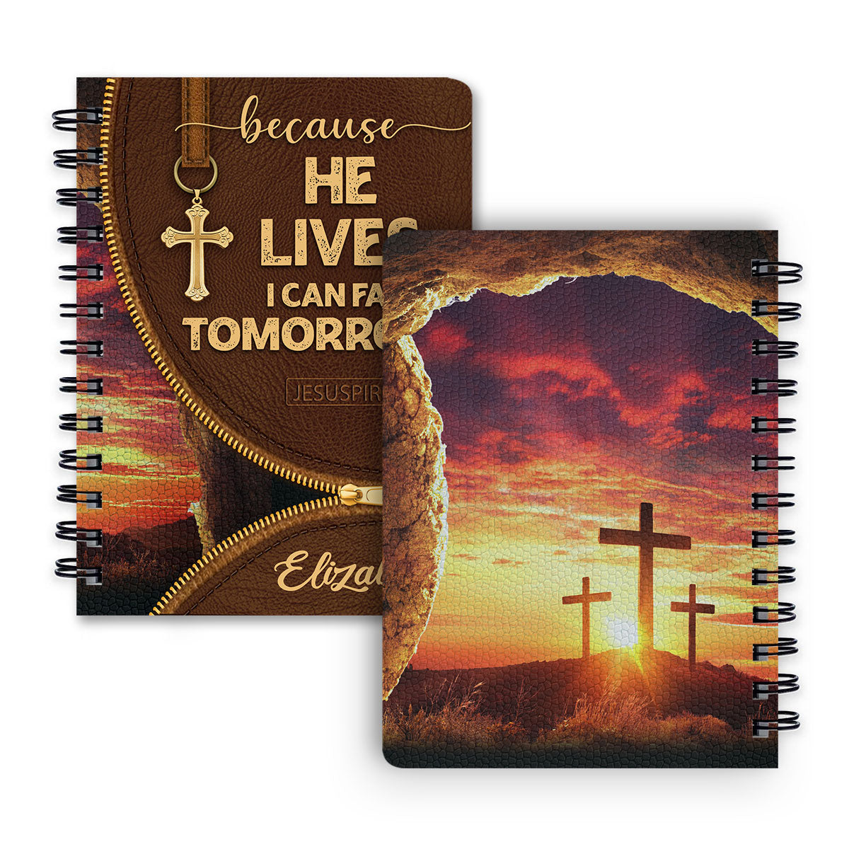 Because He Lives, I can Face Tomorrow - Personalized Spiral Journal NUH267