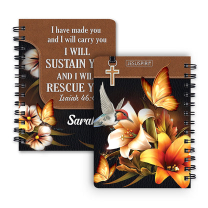 Beautiful Personalized Flower Spiral Journal - I Have Made You And I Will Carry You NUH294