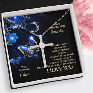 Sweet Personalized CZ Cross For Wife - You Are The Beat Of My Heart NUH422