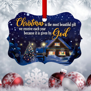 Fancy Christian Aluminium Ornament - Christmas Is The Most Beautiful Gift AO12