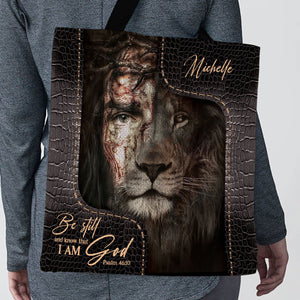 Lovely Personalized Lion Tote Bag - Be Still And Know That I Am God HM315
