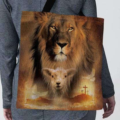 Beautiful Lion And Lamb Tote Bag HO09